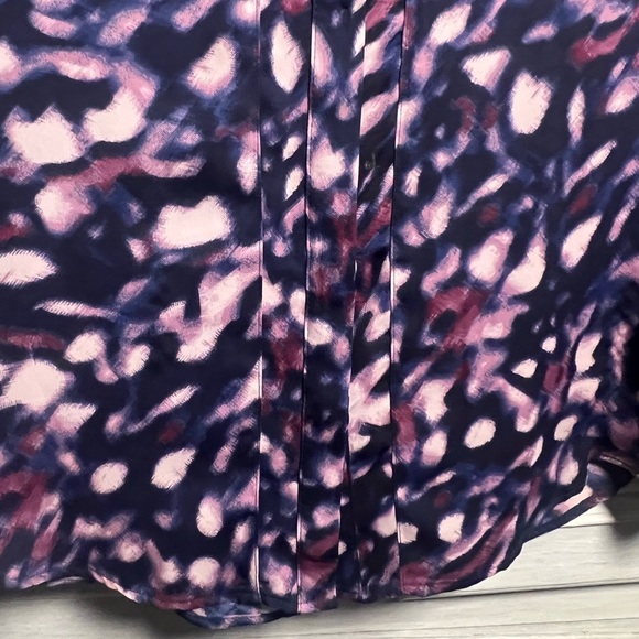 Robert Rodriguez Purple Geometric Watercolor Lyndsey Midnight Blouse Career - Picture 3 of 6